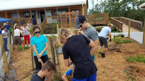 Planting butterfly plants at Nature Center during Pollinator Day 2020