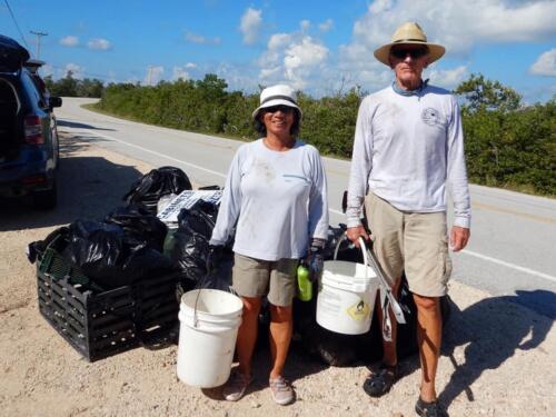 Shirley Gun & Jeff Kelly volunteer at Long Beach, Big Pine Key cleanup - Oct 2021